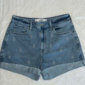 Hollister Blue Jean Shorts with Floral Embroidery